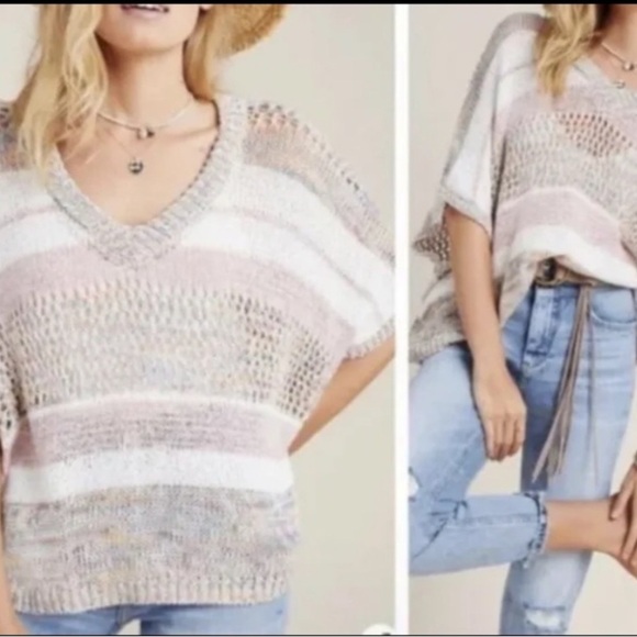 Anthropologie Akemi + Kin - One Size Kimono Cocoon Open Knit Poncho - Picture 2 of 15